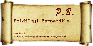 Polónyi Barnabás névjegykártya